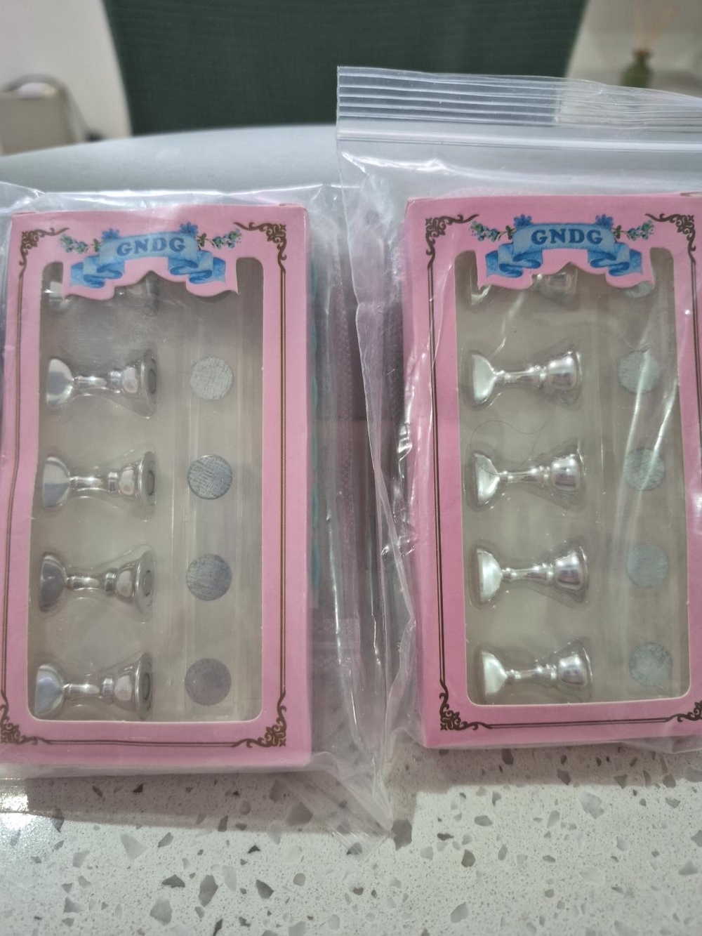 10-Piece Silver Nail Art Display Stand Set